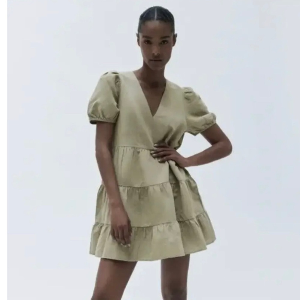 Zara green tiered dress